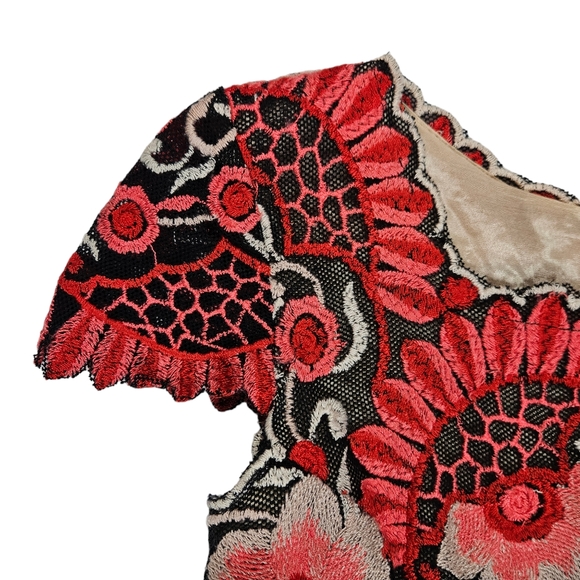 Anthropologie Yoana Baraschi Crisantemo Embroidered Lace Dress Sz 6 Fit & Flare - Picture 11 of 16